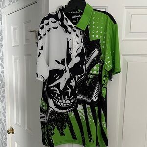 Green and Black Skull Graphic Men's Shirt